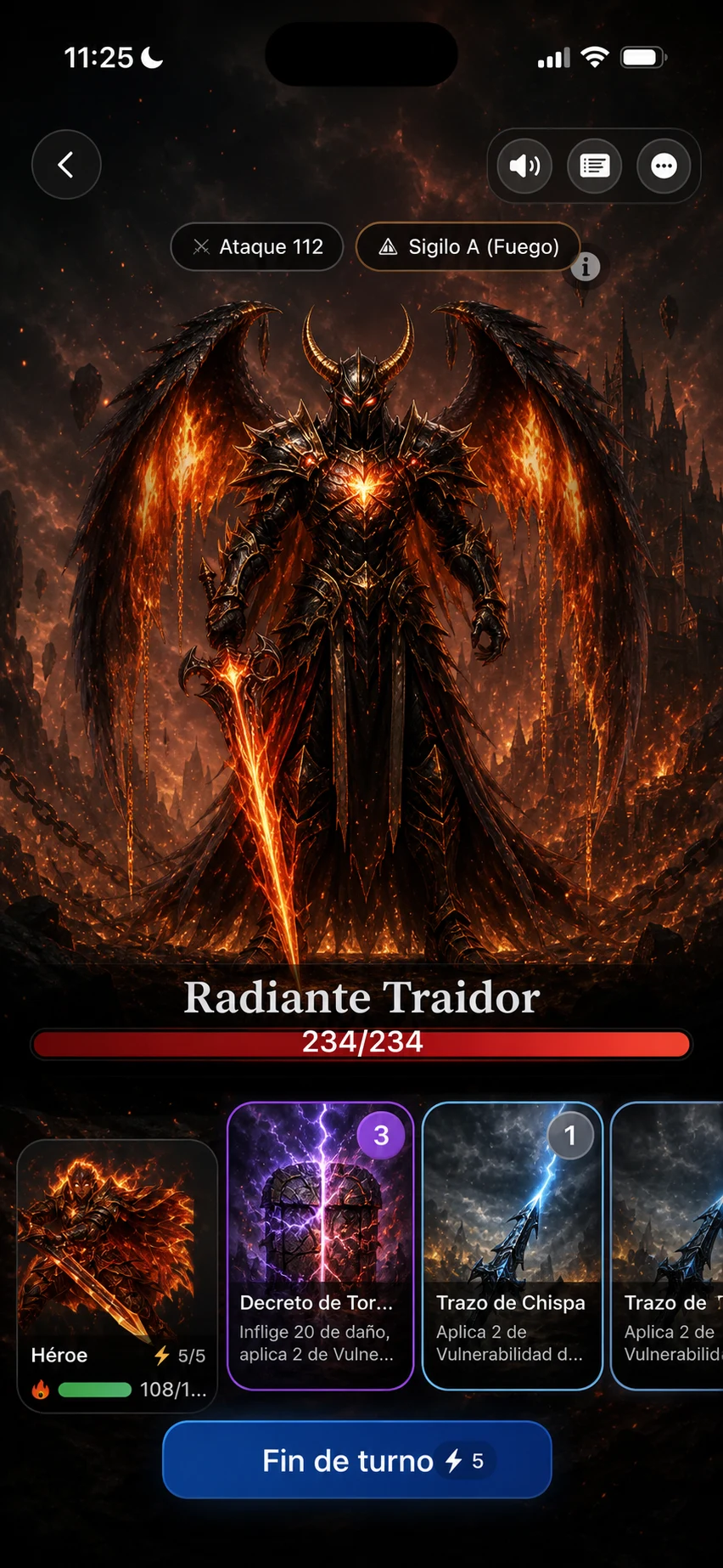 Combate contra Radiante Traidor con sigilo de fuego activo