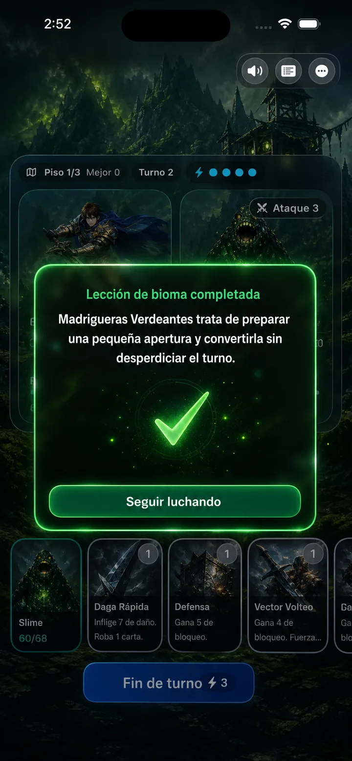 Lección de bioma completada durante combate contra Slime
