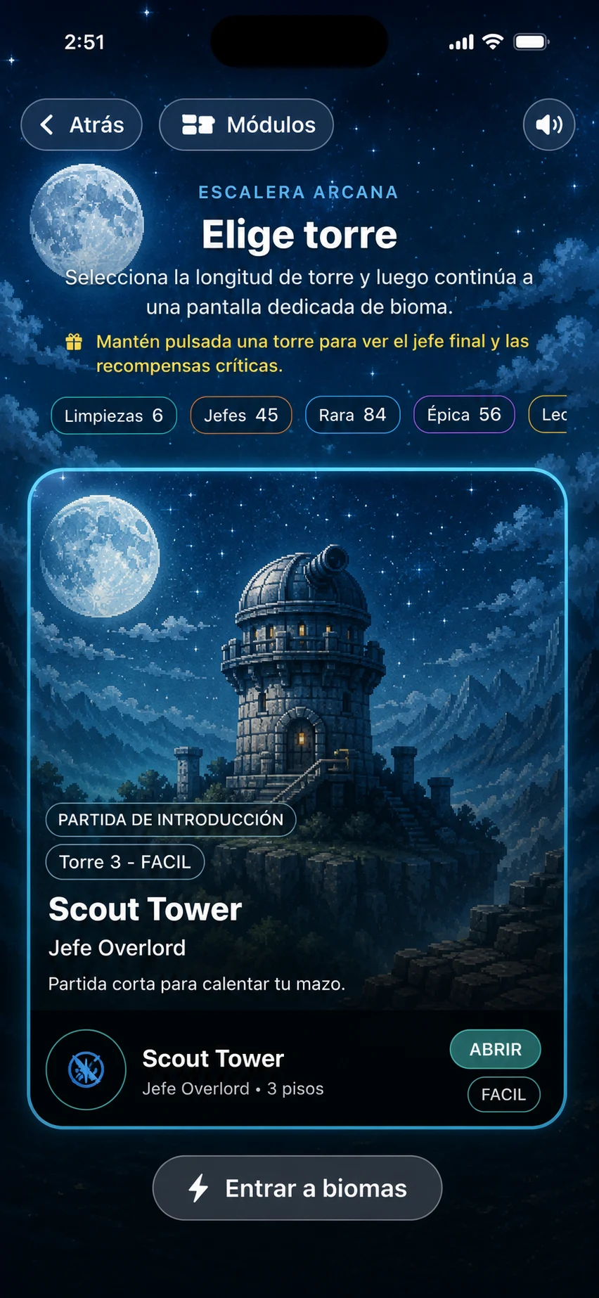 Selección de Scout Tower, torre 3 fácil