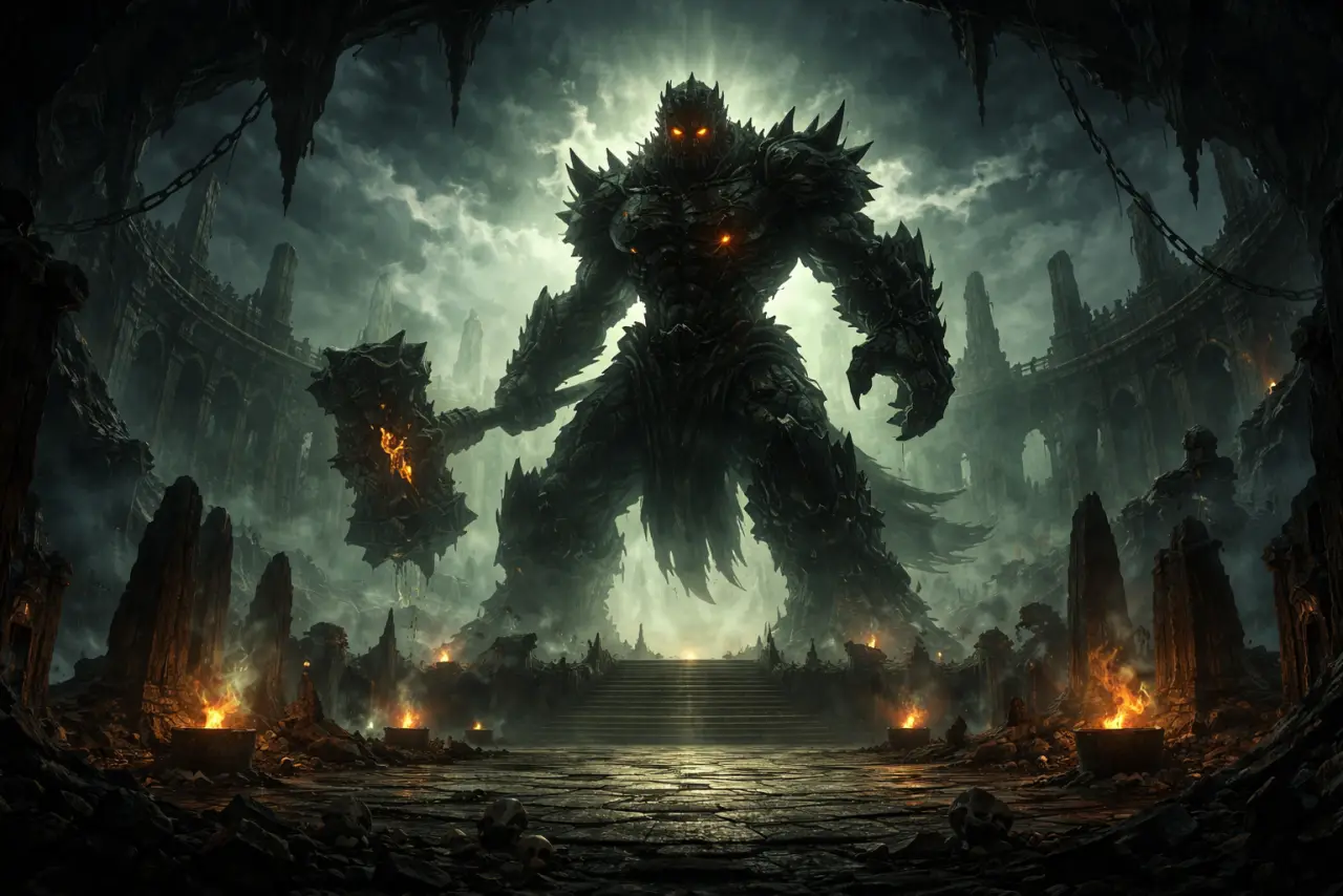 Titan Forge Depths boss intro art